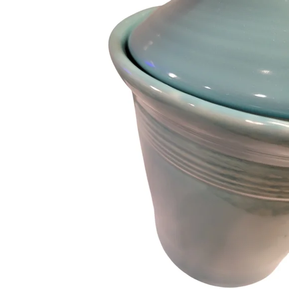 FIESTA MEDIUM pet dog bone CANISTER treat cookie CROCK TURQUOISE - Picture 5 of 11